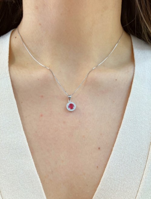 Collana Argento Pietra Rossa La Griffe Gioielleria CLR01